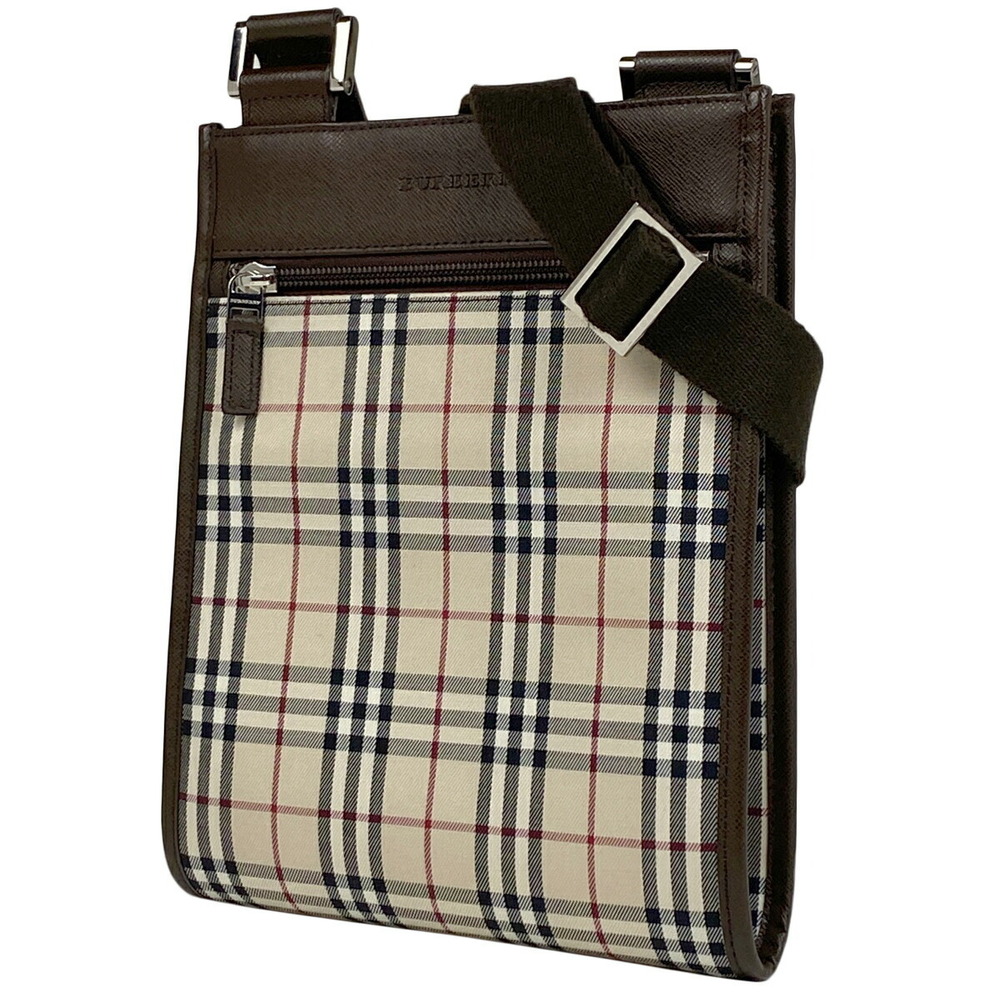 Burberry Check Shoulder Bag Crossbody Logo Canvas Beige Brown